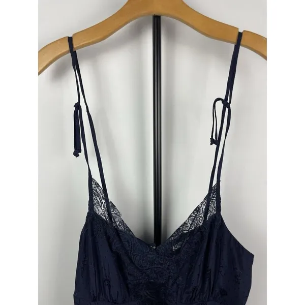 Revolve Tularosa Navy Blue Floral Lace‎ Tie Strap Sleeveless Mini Dress Size S - Image 2