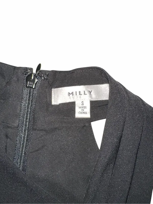 Milly Preston Cady Halter Top Black Asymmetrical Neck Sleeveless Top SMALL - Image 6