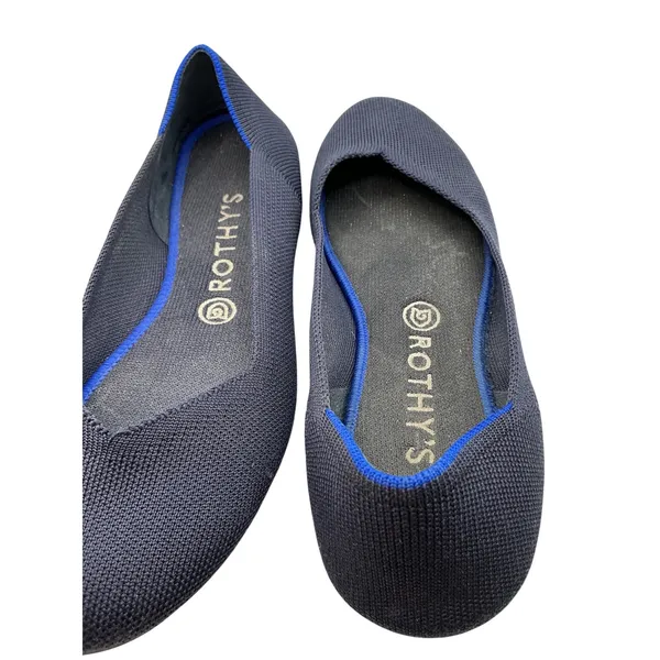 Rothy's The Ballet Flat Navy Indigo Blue‎ Trim Almond Toe Knit Shoes Womens 9 - Image 4