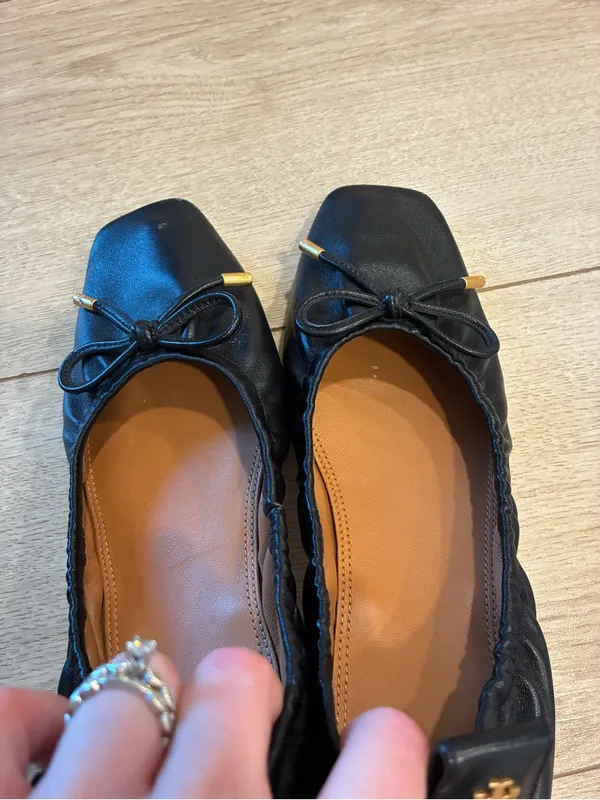 Tory Burch Women’s Square Toe Bow Leather Ballet Flat Black Size 9 - Image 7