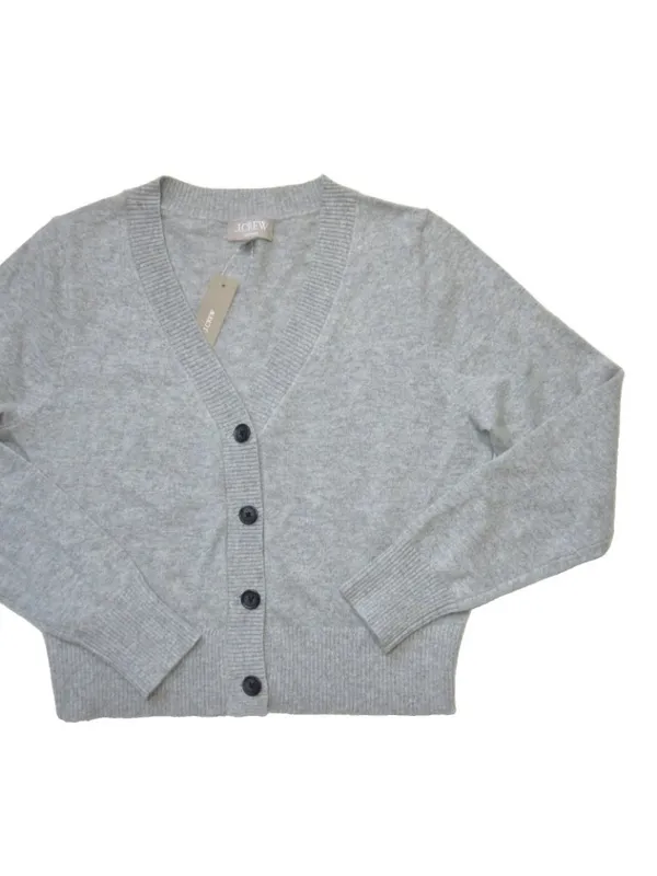 NWT J.Crew Cashmere Cropped V-neck Cardigan Sweater in Heather Gray M - Image 2