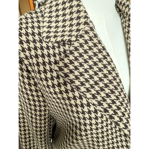 DAZY Women's Houndstooth Blazer Jacket Beige Brown Check Size S Small Preppy - Image 4