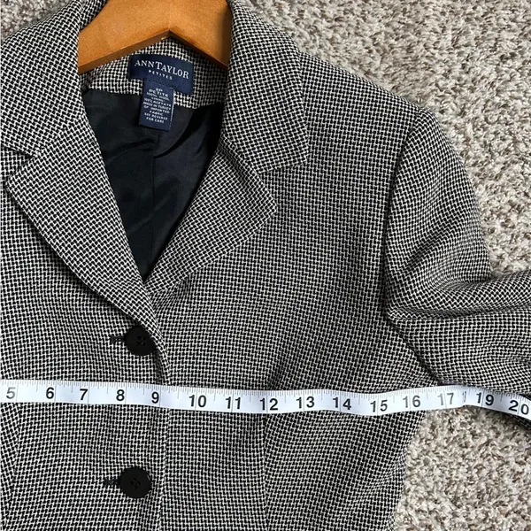 Ann Taylor Petites Black White Tweed Blazer Jacket Formal Office Business 2P - Image 6