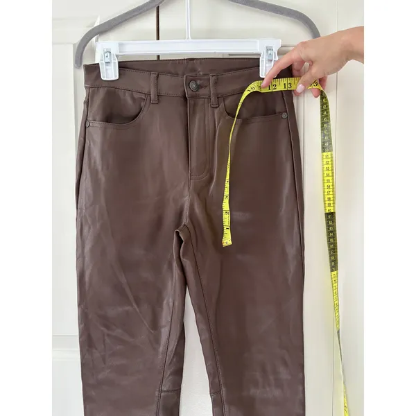 Free People Brown Faux Leather Skinny Pants 27 - Image 4