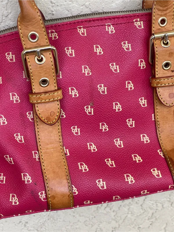 Dooney & Bourke Pink Signature Shoulder Bag with Brown Trim - Image 2