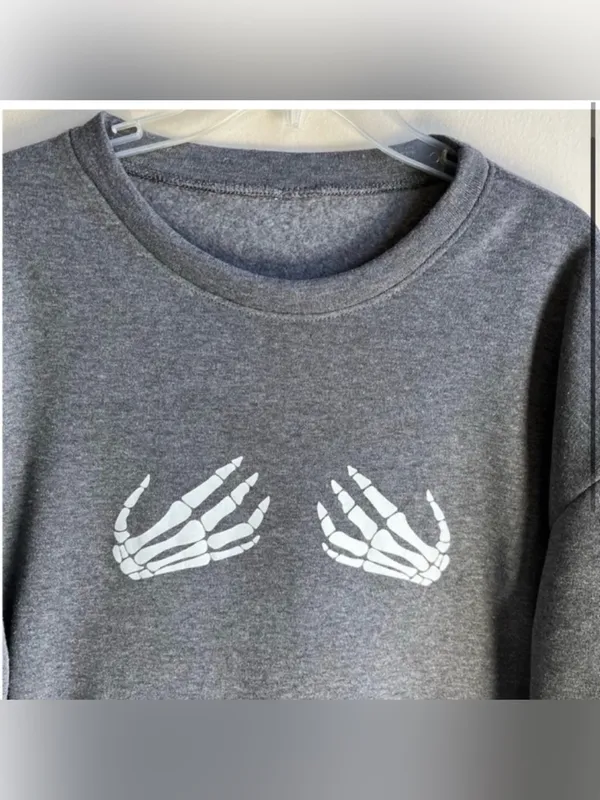 Skeleton Hands Sweatshirt Gray Size 2X - Image 2