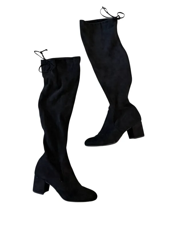 GIANNI BINI Trillia Black Faux Suede Pull On Boots Size 7.5 - Image 5