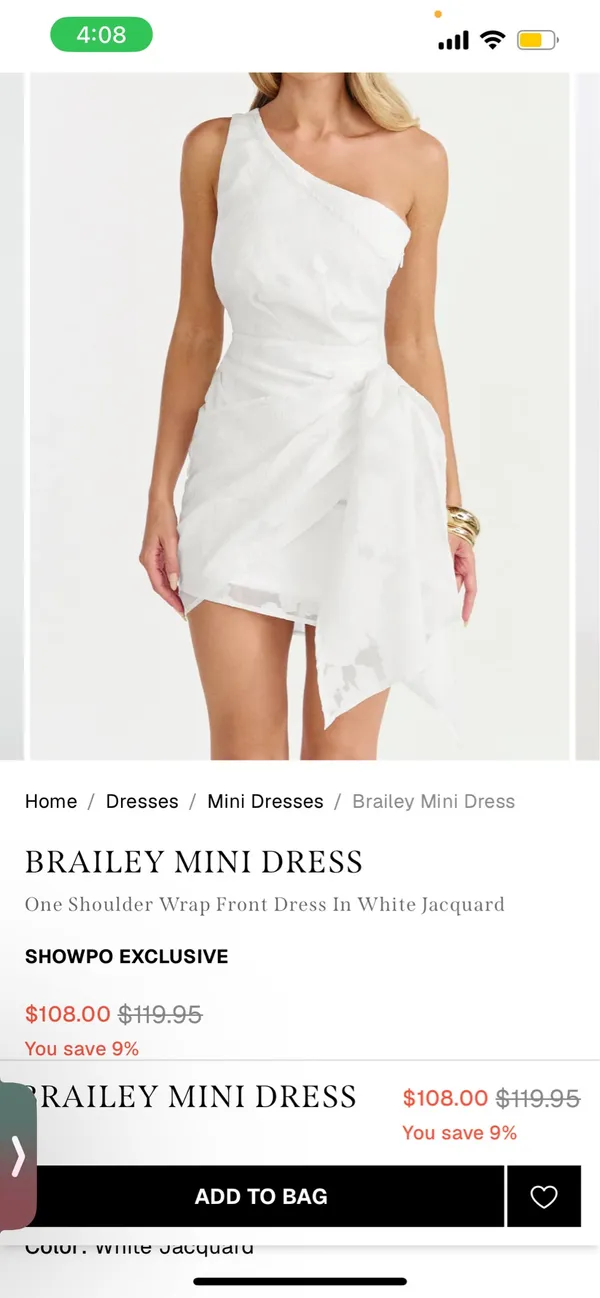 New Showpo BRAILEY Mini Dress One Shoulder Wrap Front Dress Size XS $119 - Image 3
