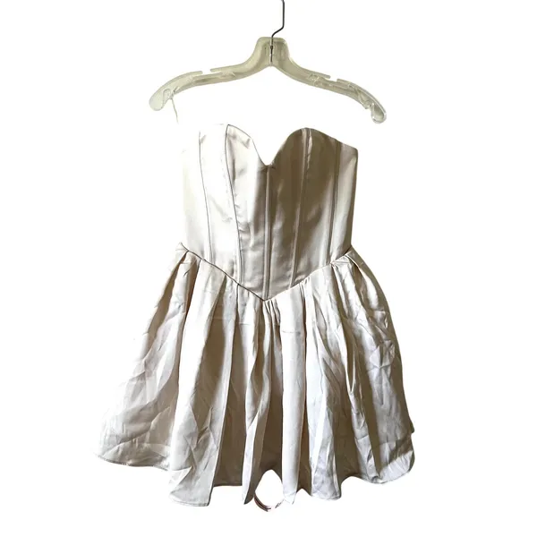 Oh Polly Emeline Corset Strapless Tulle Mini Dress in Ivory Size 4 - Image 4