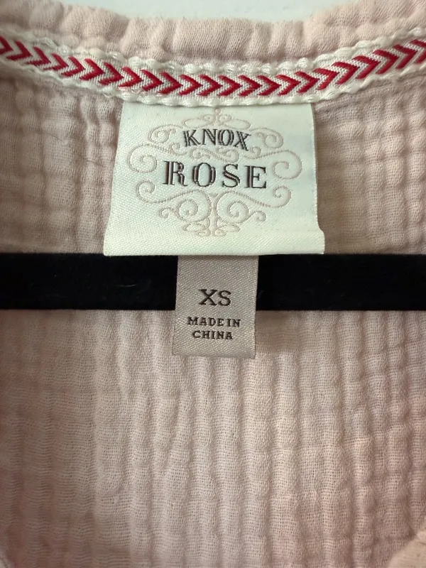 KNOX ROSE Blush Pink Embroidered Gauze Top Blouse Shirt Size XS - Image 3