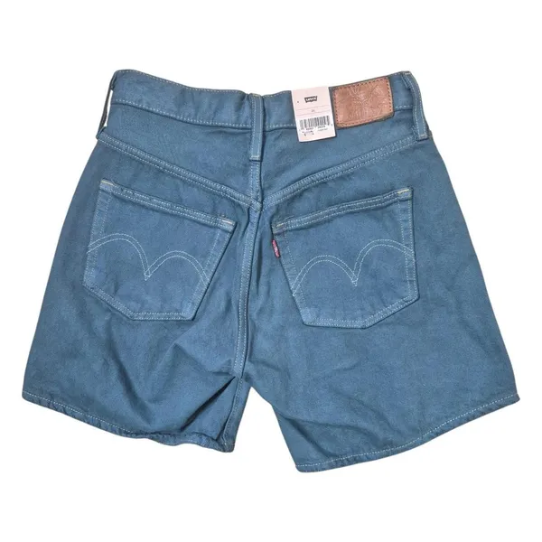 Levi's Quality Denim Mid Thigh Shorts Blue Green Size 26 NWT Irregular - Image 2