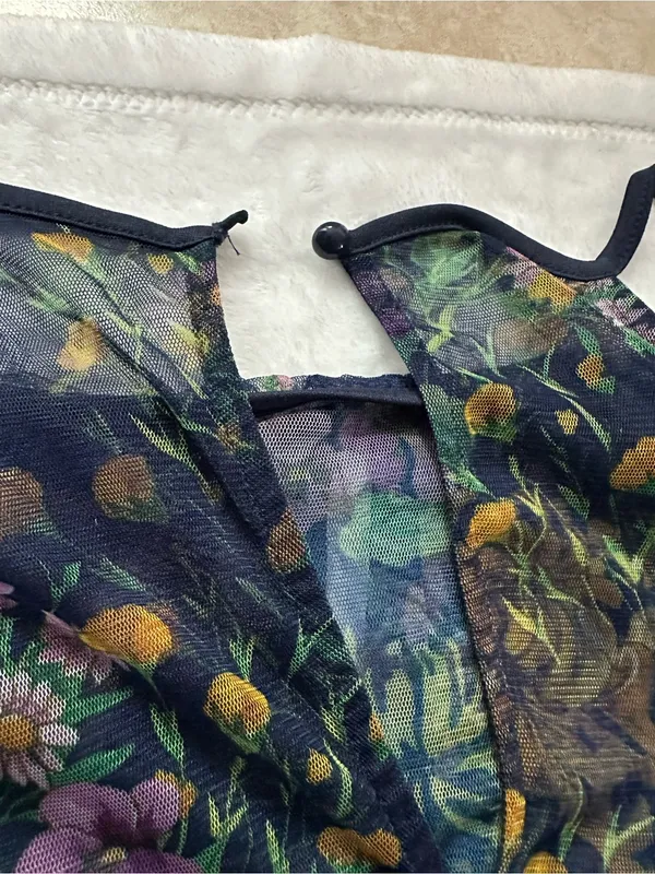 Lovely Grace Floral Tiered Maxi Dress Blue Size 3X Sleeveless Mesh Overlay Boho - Image 12