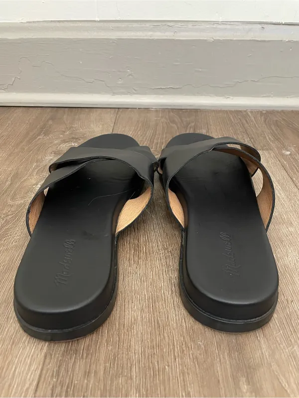 Madewell The Louisa Crisscross Slide Women’s Size 10 Black Leather Sandals - Image 2