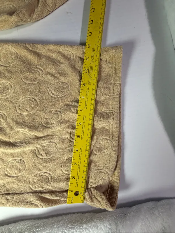 aerie Beige Wide-Leg Cozy Track Pants with smiley faces embossed - Image 4