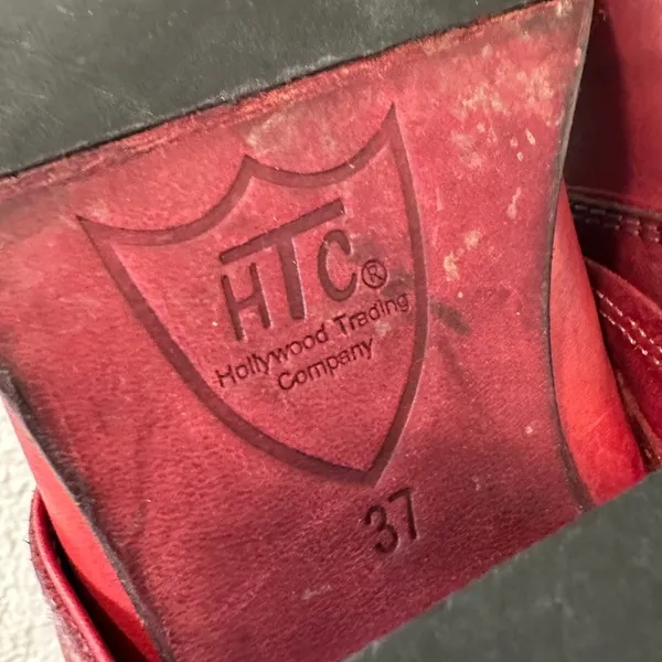 HTC Hollywood Trading Company Folded Cowboy Ankle Boots in Burgundy Sz 37 / 7 US - Image 10