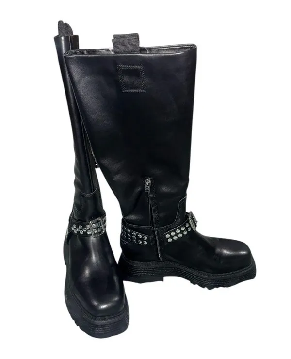 NEW Circus NY by Sam Edelman Hayes Women's Black Leather Stud Motorcycle Boot - Image 10