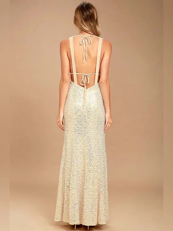 Lulu’s Wish Granted Beige Sequin Maxi Dress • Large • NWT - Image 4