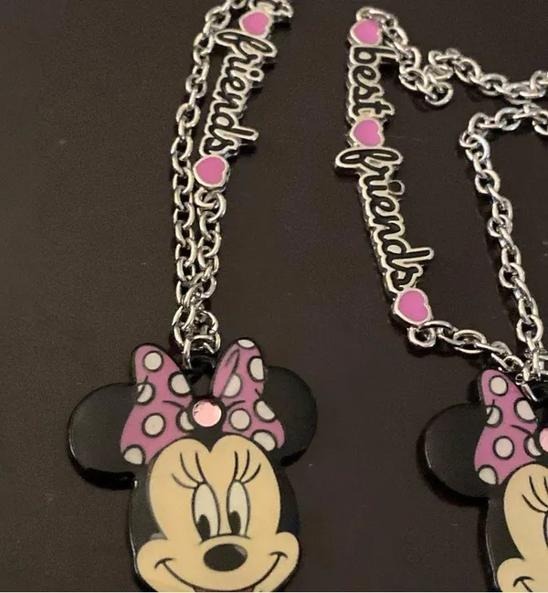 Disney Set Lot of 2 Minnie Mouse Best Friends Necklaces Necklace silver chain 18” New - Image 3