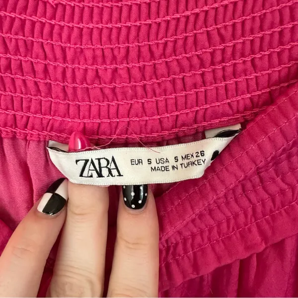 Zara Hot Pink Elastic Waist Wide Leg Flowy Pants Size Small Women's - Image 4