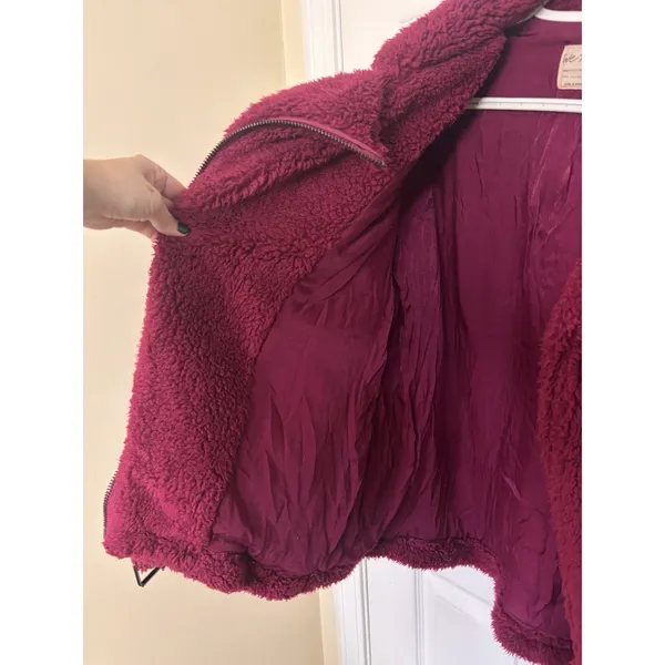 Free People We The Free So Cozy Slouch Moto Jacket Burgundy Oversized S - Image 9