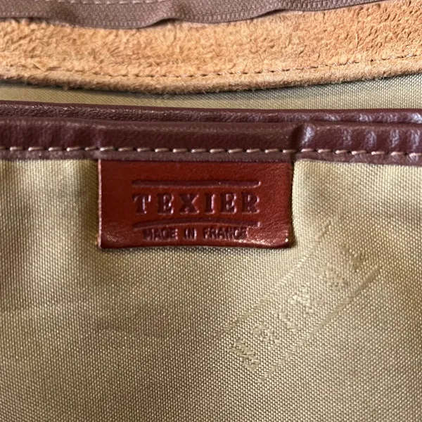 Texier Leather Satchel Shoulder Bag Work School Travel Vintage Redish Brown - Image 15