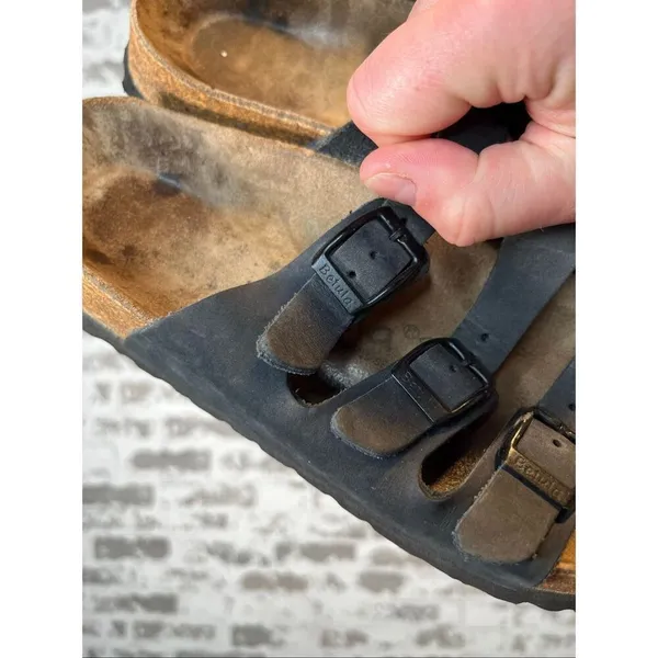 Betula Birkenstocks | women black leather 3 strap sandals size 38 - Image 3