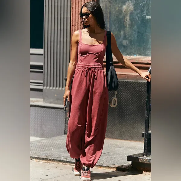 Free People Inbound Onesie crimson red size large NWT - Image 2