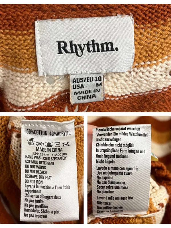 Rhythm. Sunshine Chevron Knit Long Sleeve Mini Dress Size Medium - Image 6