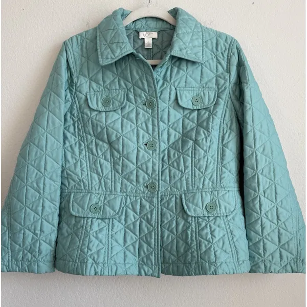 Ann Taylor Loft Women's Mint Green Quilted Puffer Jacket Lightweight Size‎ 10 - Image 3