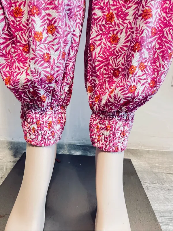 Anthropologie Pink Floral Drawstring Joggers - Image 5