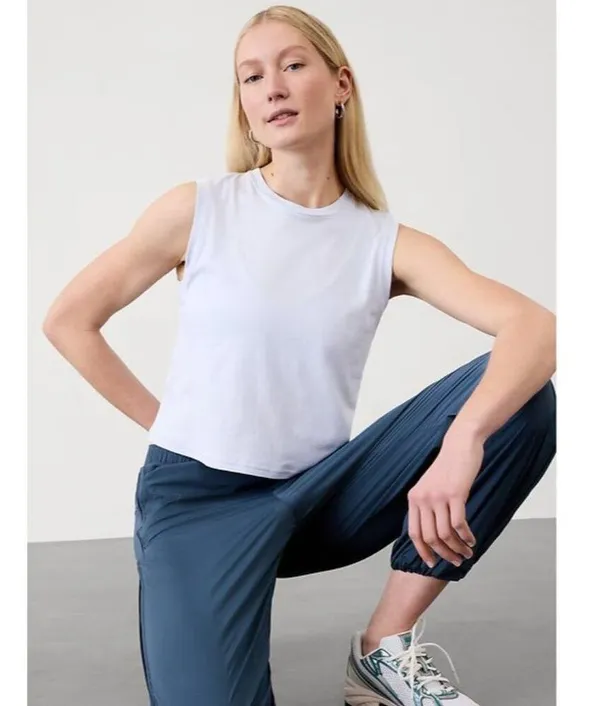 New Athleta L True Cotton Tank Gossamer Blue Large - Image 3
