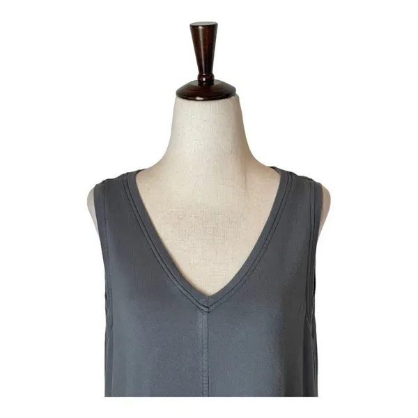 Flax Gray Jersey Knit V Neck Sleeveless Mini Tunic Dress‎ Size M - Image 3