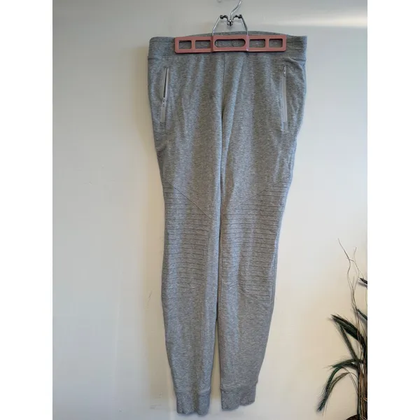Alo Yoga Urban Moto Sweatpants Heather Grey Ribbed Joggers Womens no drawstring - Image 2