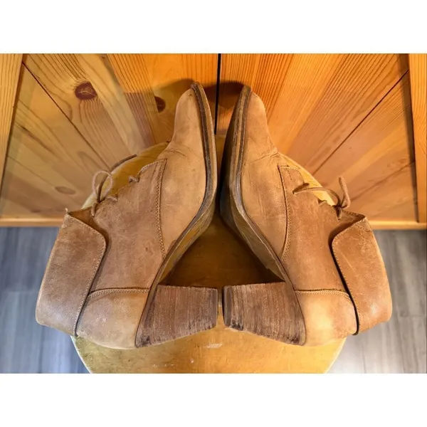 Steve Madden Jasperr Cognac Leather Lace Up Booties Womens 9 Stacked Heel - Image 5