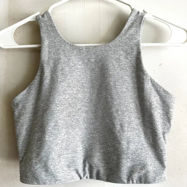 Outdoor Voices Venus Crop Top UPF 50+ Colorblock V Back Athletic Gray Small - Image 4