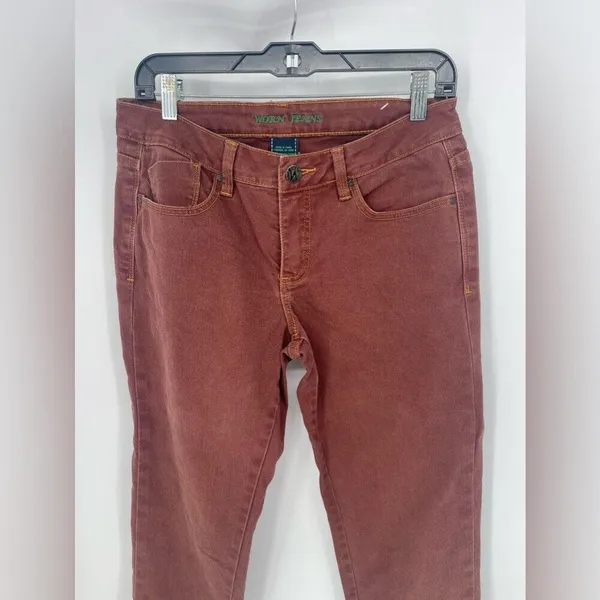WORN Jeans Brick‎ Red Denim Womens Size 6 / 28 Colored Wash Casual - Image 3