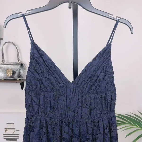 Fame and Partners The Isabeau Lace Midi Dress Navy Size 2 - Image 4