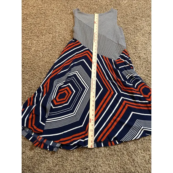 Maeve Anthropologie Cameron Striped Blue White Asymmetrical Swing Dress Size M - Image 7