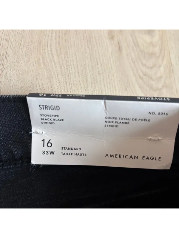 American Eagle NWT Women's Black Blaze Stirigid Stovepipe Jeans Size 16 / 33W - Image 7
