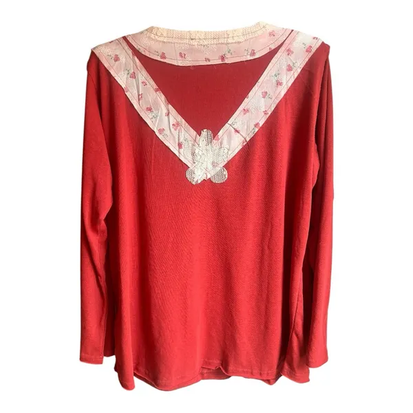 POL Lace Flower Patch Long Sleeve Long sleeve top Size Large - Image 4