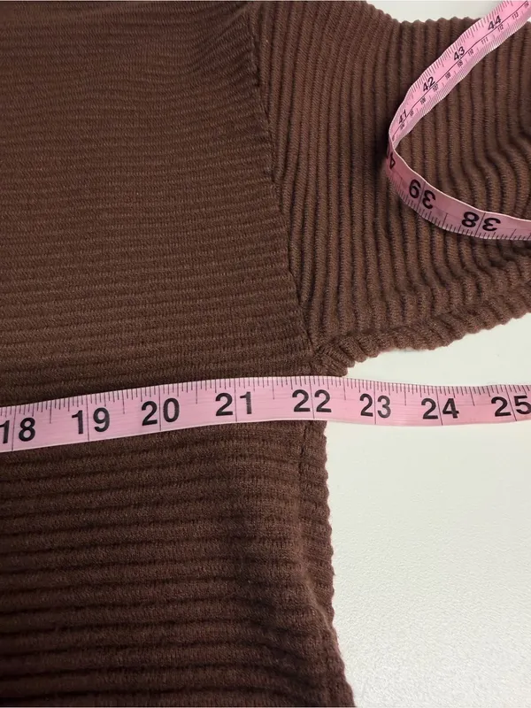 Brown ribbed sweater half zip cozy comfy fall travel elevated basic lounge relax Size XL - Image 4