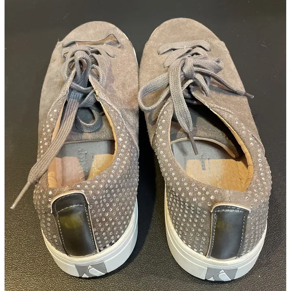Skechers Womens‎ 8 Street Sneakers Taupe Suede Rhinestone Low Top Preppy Casual - Image 7