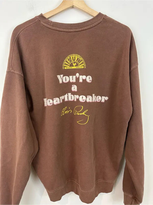 Sun Record Company Elvis Presley Brown Graphic Crewneck Sweater Large Women's - Image 5