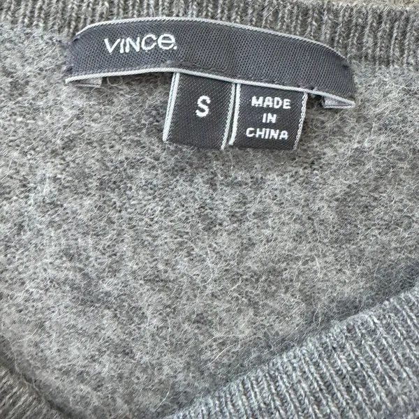 Vince Womens Sz Small Silk Wool Cashmere Blend Sweater Gray Two Tone Minimalist - Image 2