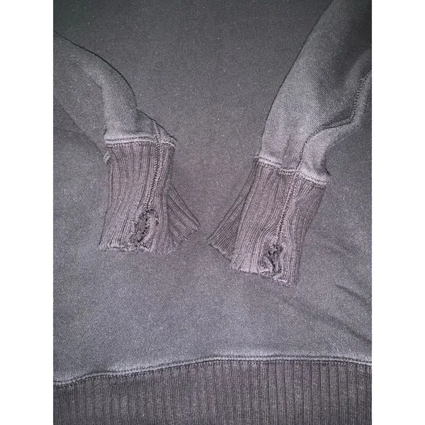 Aerie Black V Neck Sweatshirt Pullover Oversized‎ Slouchy Terry Knit Small - Image 8