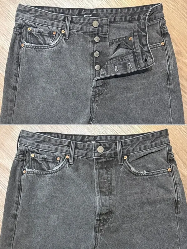 GRLFRND Mica High Rise Straight Jeans 28 Lights Off Distressed Black $248 - Image 3
