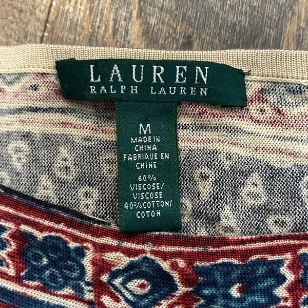 Ralph‎ Lauren Navy and Red Patterned Sweater - Image 3