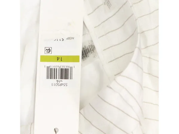 NEW Calvin Klein Pinstriped Pleated Pants Linen Blend Lined White / Khaki 14 - Image 6