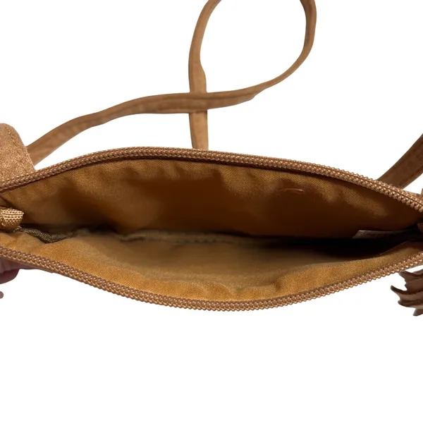 Star Studded Faux Suede Crossbody Bag Small Camel Brown Boho Chic Western Tassel - Image 4