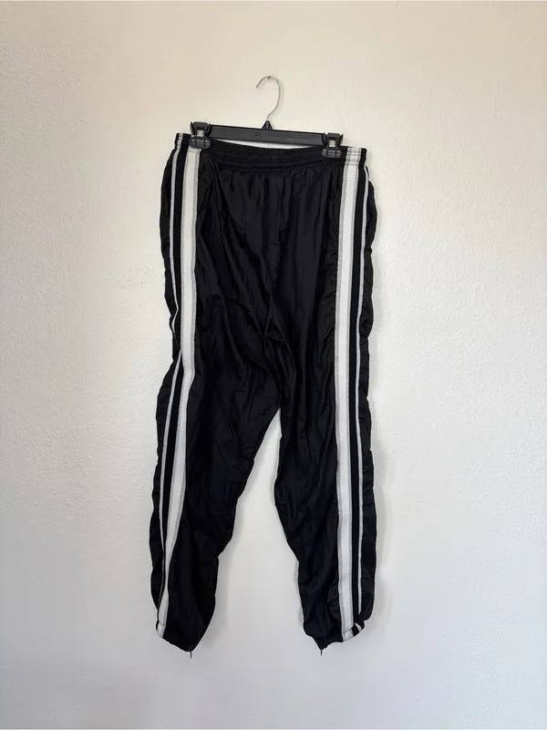 Vintage 90s Y2K Black & Silver Windbreaker Cheerleader Jogger Pants - Image 2